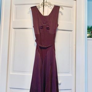 Burberry Maroon Midi Dress with Belt